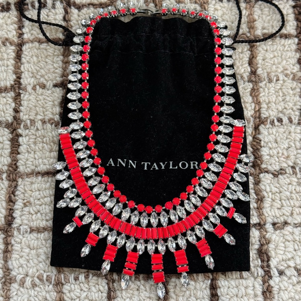 Vintage Ann Taylor Neon Crystal Statement Necklace